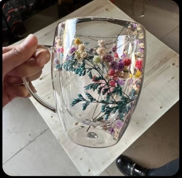 beautiful floral glass mug - Image 3