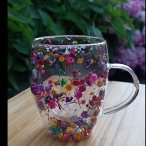 beautiful floral glass mug