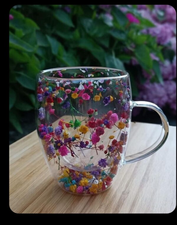 beautiful floral glass mug