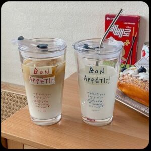 Set of 2 Drinking Glass Measuring Mugs