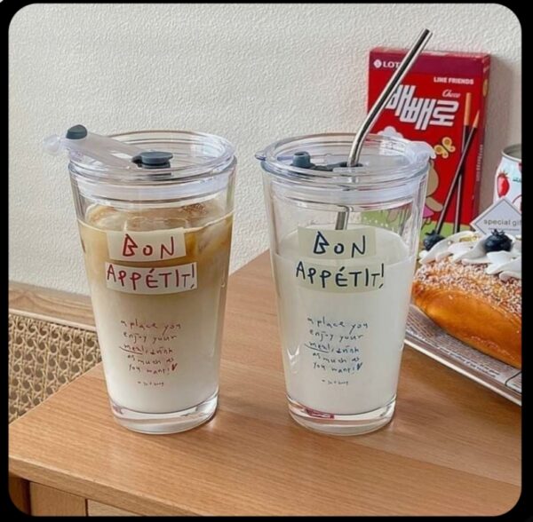 Set of 2 Drinking Glass Measuring Mugs