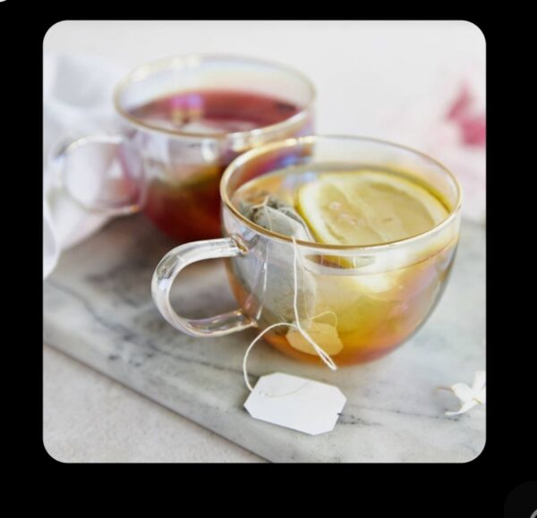 Round Transparent Glass Tea Cup Set of 2 - Image 2