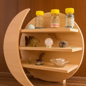 Light Wood Crescent Moon Shelf