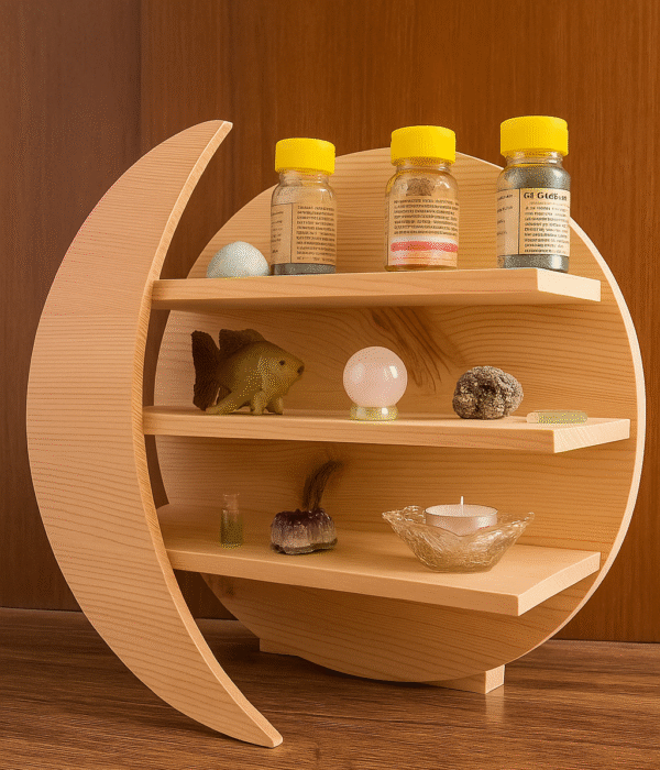 Light Wood Crescent Moon Shelf