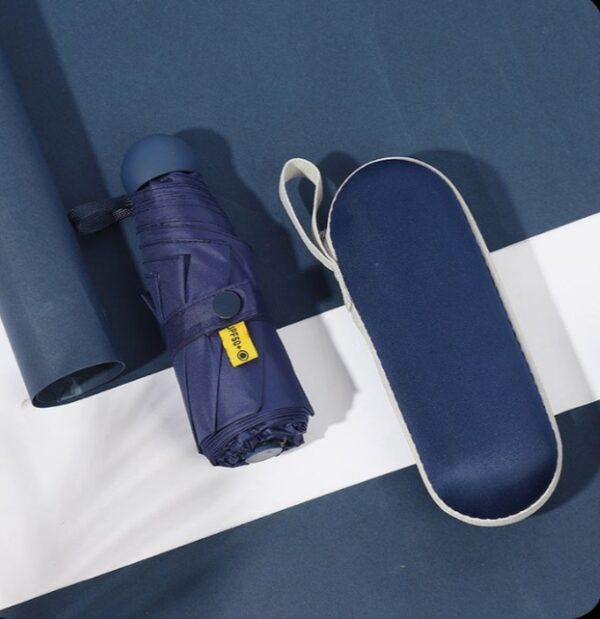 Compact capsule-style umbrella in green, black, and dark blue - Image 4