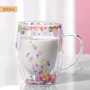 Double walled beautiful floral glass mug
