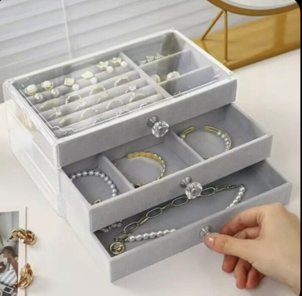 3-Layer Transparent Jewelry Drawer Box - Image 4