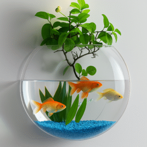 Wall hanging fish bowl with free pebbles