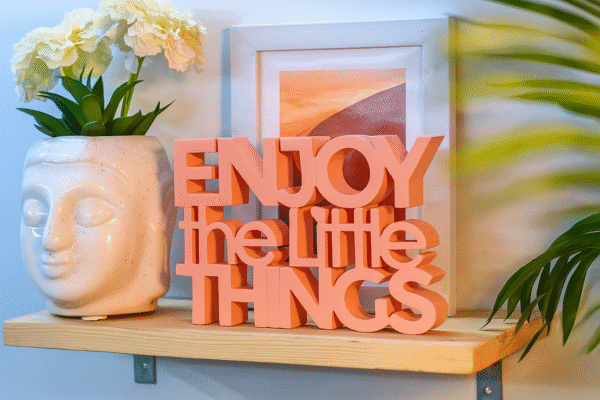 "Enjoy the Little Things" 3D Tabletop Decorative Quote – Coral Color - Image 2