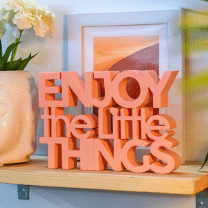 "Enjoy the Little Things" 3D Tabletop Decorative Quote – Coral Color