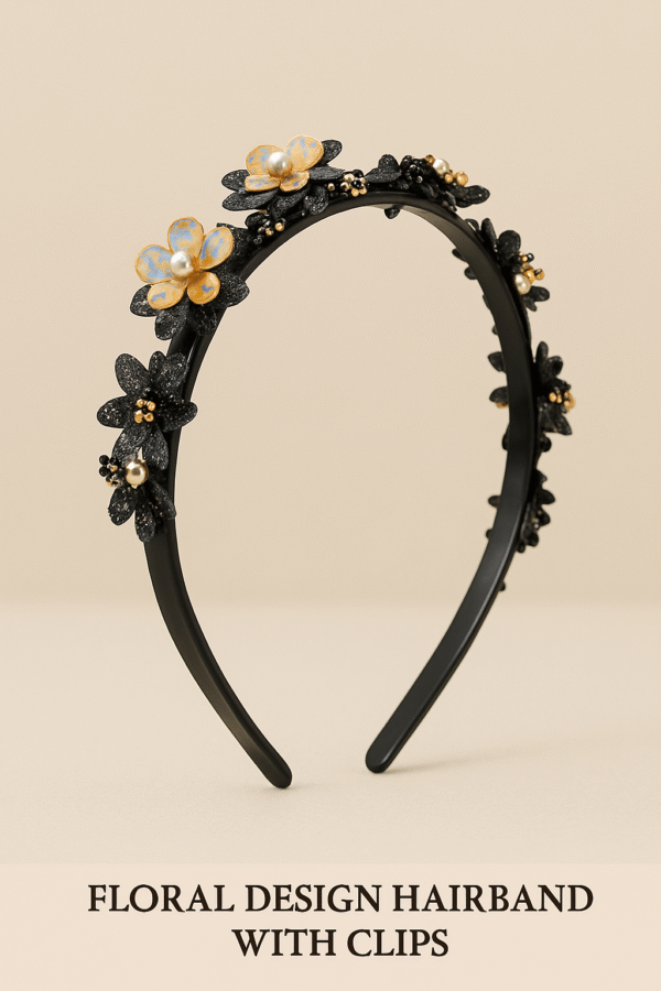 flower design hairband with clips
