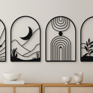 🌿 "Ethereal Horizons" – Premium Metal Wall Art Set (Set of 4)