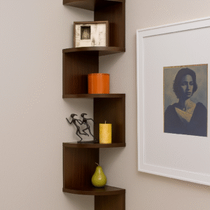 Elegant 5-Tier Wooden Corner Wall Shelf –