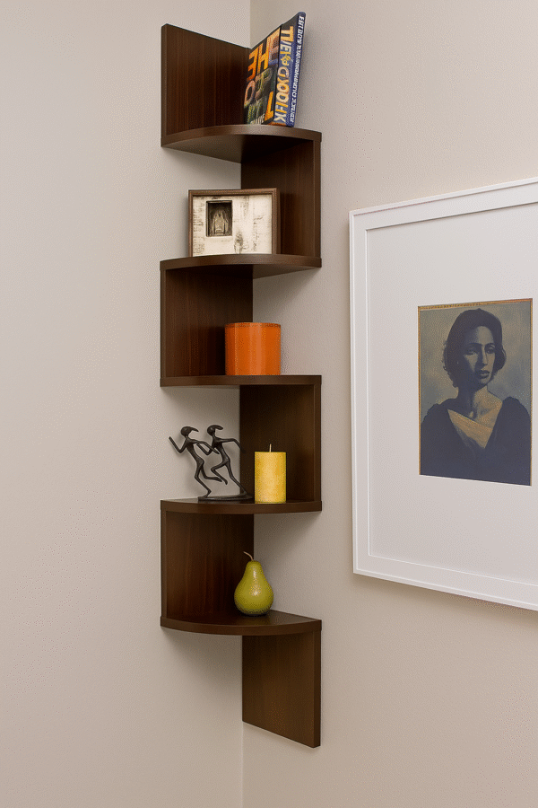 Elegant 5-Tier Wooden Corner Wall Shelf –