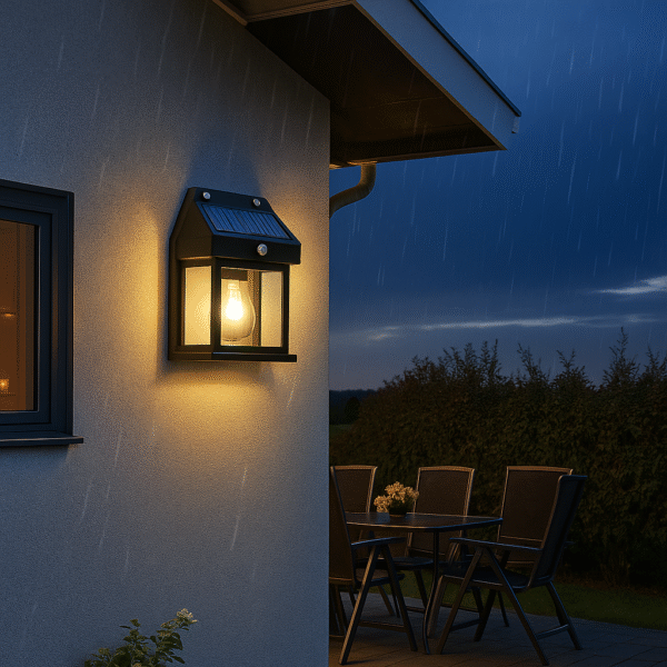 Solar-Powered Outdoor Wall Lantern with Motion Sensor