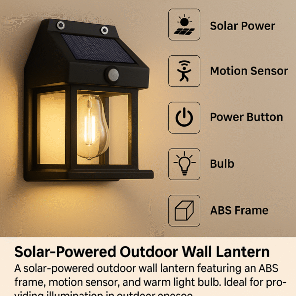 Solar-Powered Outdoor Wall Lantern with Motion Sensor - Image 2