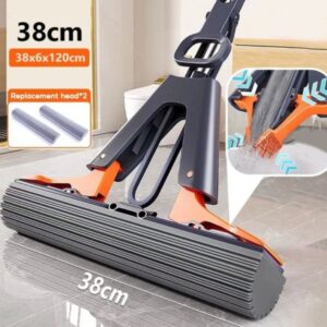 absorbent sponge mop with stainless steel handle & PVA sponge head.