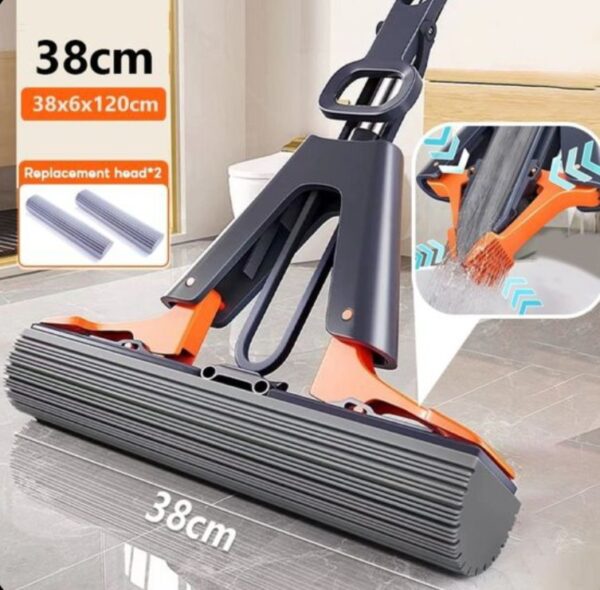 absorbent sponge mop with stainless steel handle & PVA sponge head.
