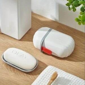 Travel-Friendly Soap Holder in elegant white.