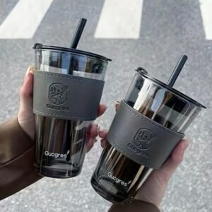 Stylish glass tumbler mug
