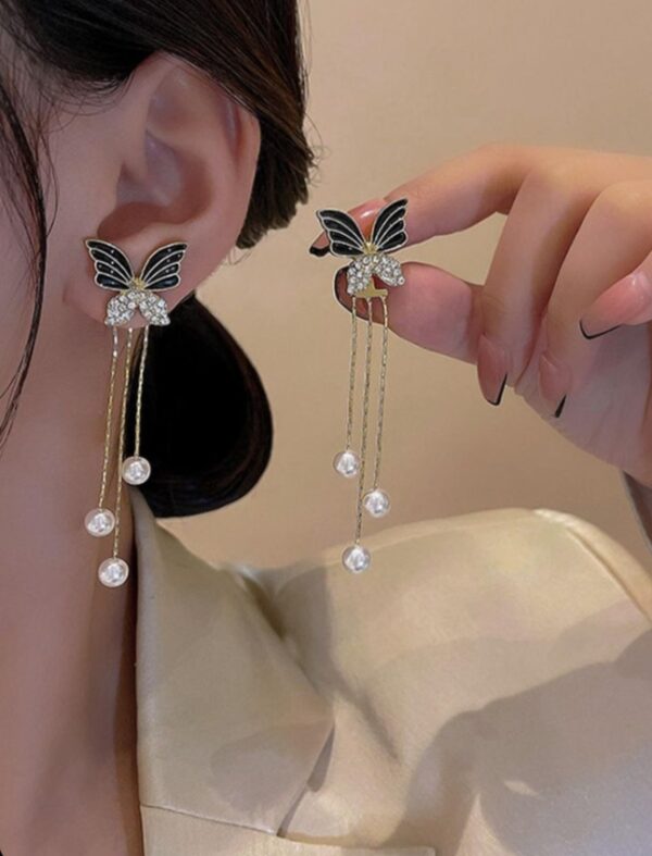 Chic black and silver butterfly earrings