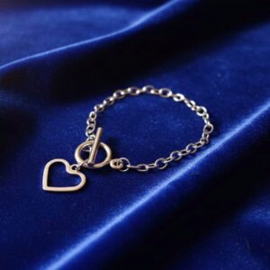 Elegant Silver-Plated Heart Charm Toggle