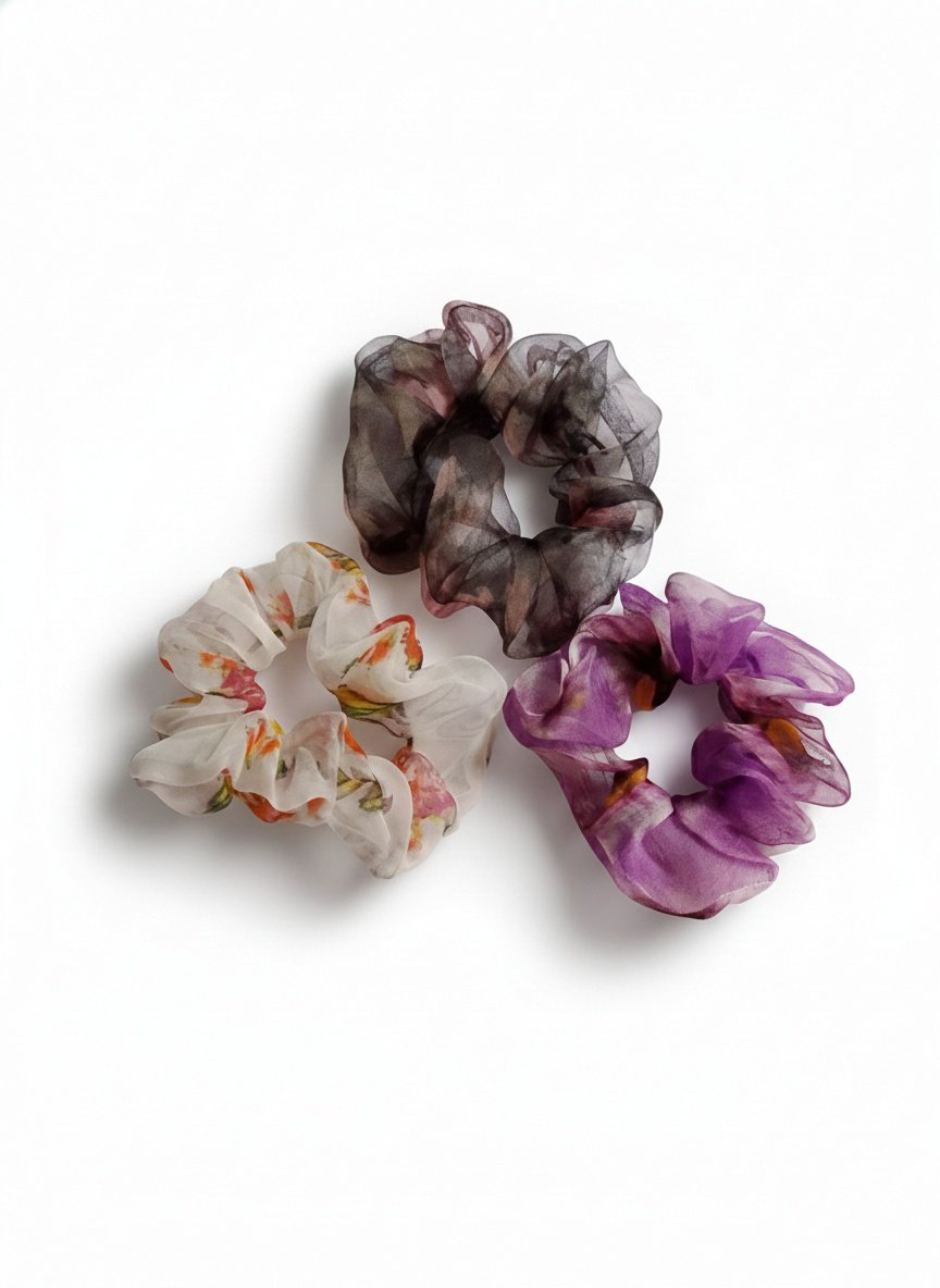 Premium Floral Organza Scrunchies - Set of 3 β¨