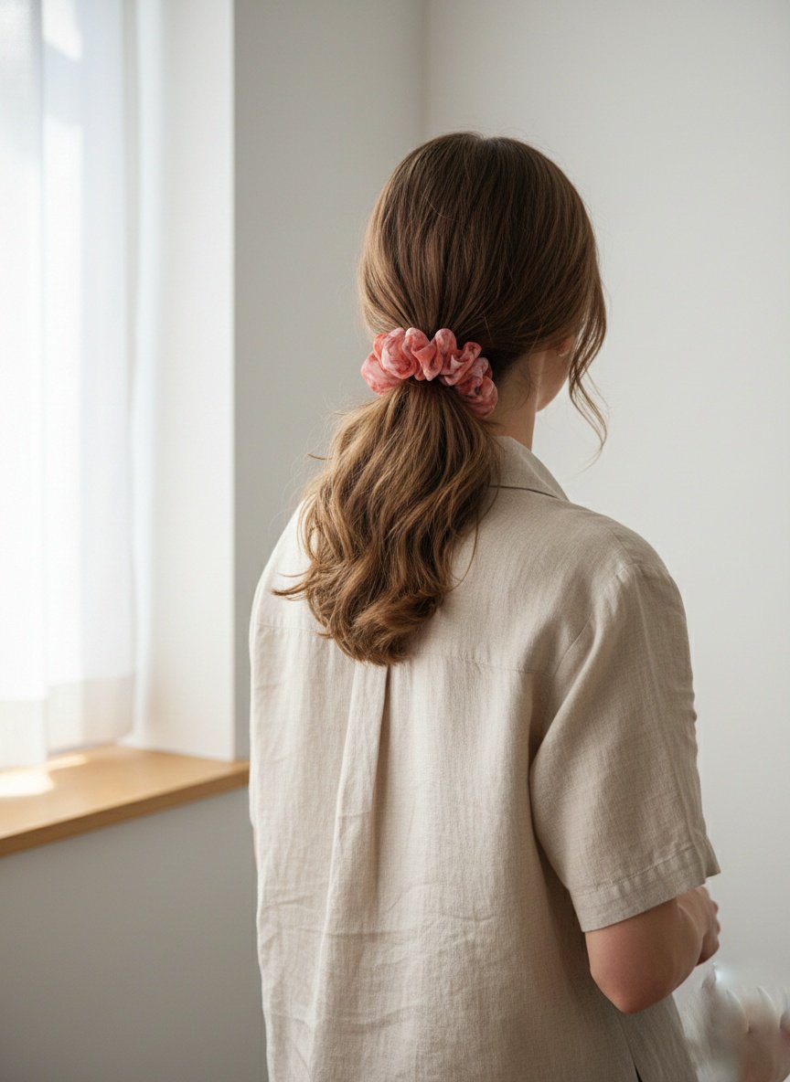 Luxury Floral Organza Scrunchies Combo - Soft Hair Ties for Women & Girls (Set of 3) - Image 3