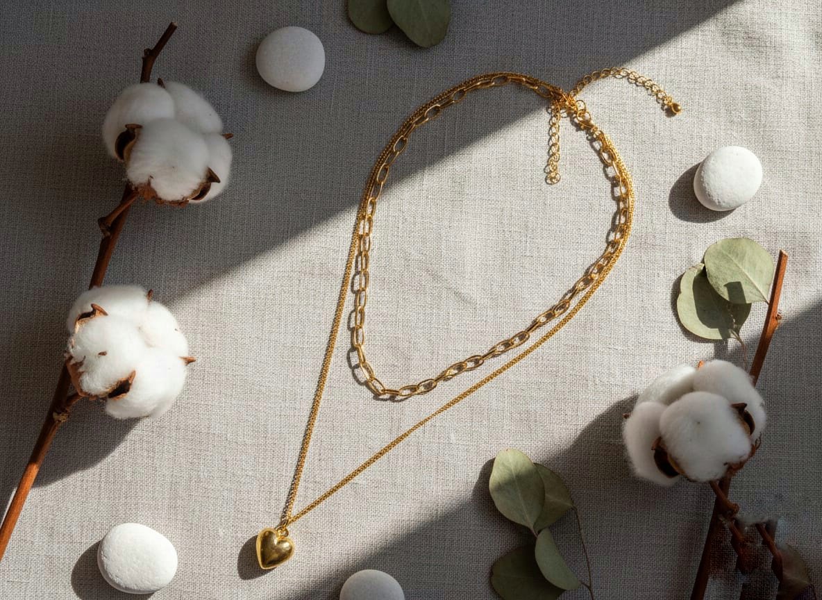 Heart-in-Heart Layered Golden Neckpiece - Image 3