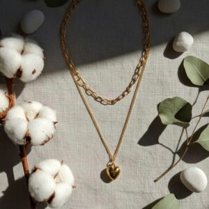 Heart-in-Heart Layered Golden Neckpiece