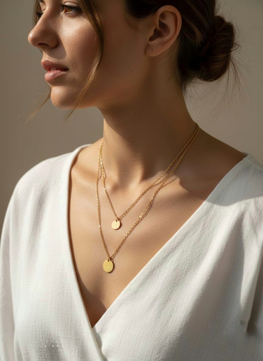 Elegant Double Chain Pendant Necklace - Image 3