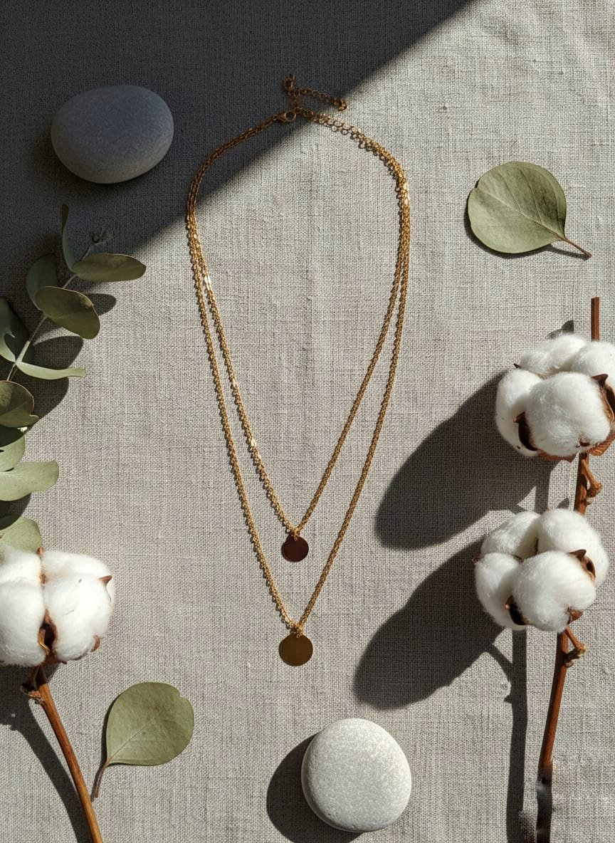 Elegant Double Chain Pendant Necklace - Image 2