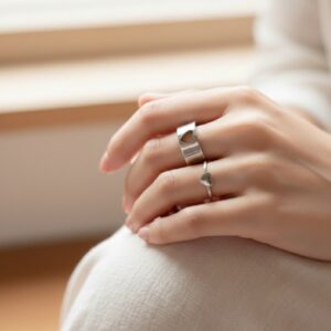 Trendy Silver-Plated Heart Matching Couple Rings (Set of 2)