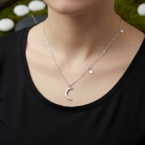 Celestial Moon & Star Silver Dainty Neckchain ✨