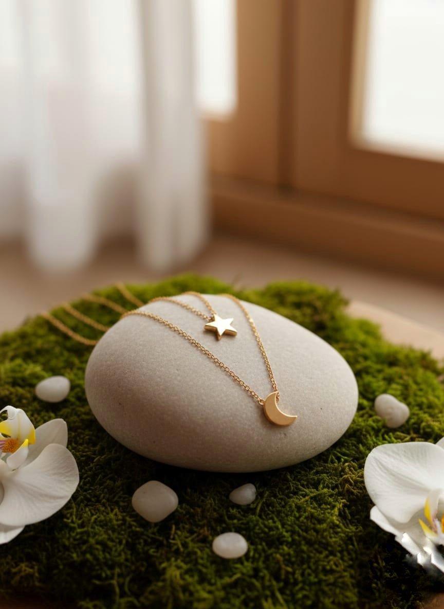 Starry Night Celestial Double-Layered Necklace