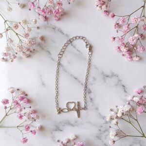 Elegant Silver Heart & Angel Wing Charm Bracelet