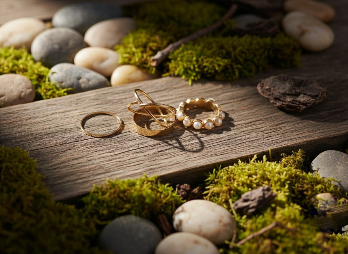 Elegant Gold & Pearl Ring Set (Pack of 4) β¨ - Image 2