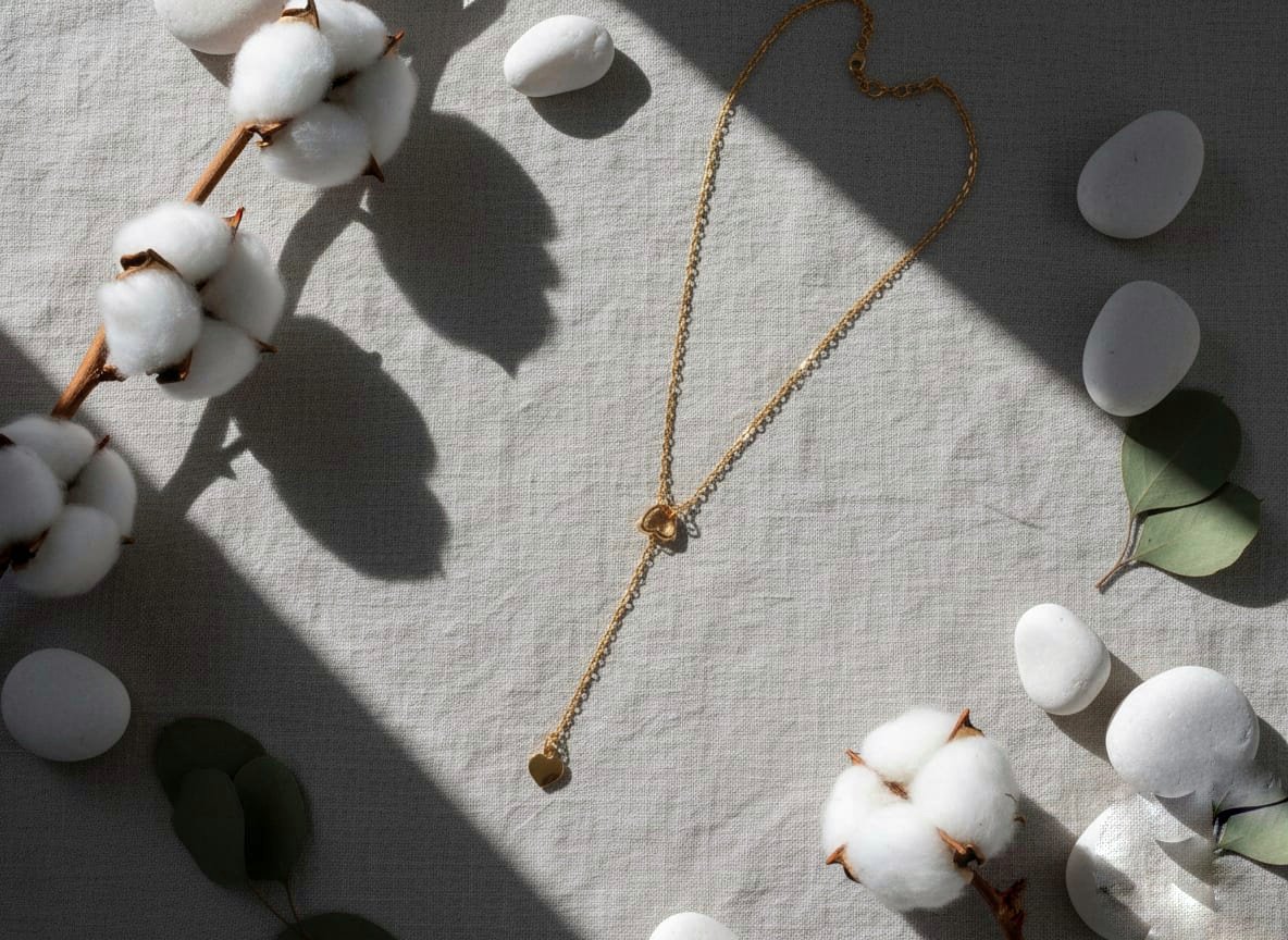 Minimalist Aesthetic Gold Heart Drop Lariat Necklace - Image 2