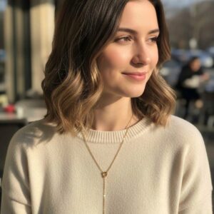 Minimalist Aesthetic Gold Heart Drop Lariat Necklace