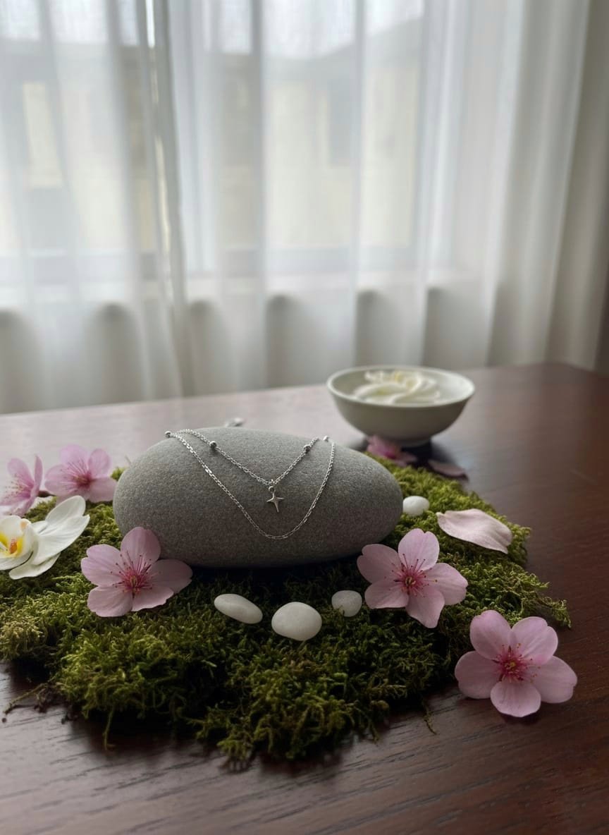 Aesthetic Silver Dual-Layered North Star Necklace β Minimalist Korean Style Jewelry